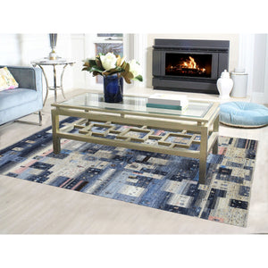 5'10"x9'2" Mix Of Gray, Beige And Blue Extremely Durable Kashkuli Gabbeh Hand Knotted Afghan Wool Oriental Rug FWR405408