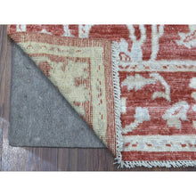 Load image into Gallery viewer, 4&#39;1&quot;x6&#39; Red Angora Oushak With Faded Out Colors Extra Soft, Velvety Wool Hand Knotted Oriental Rug FWR405486