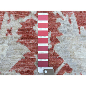 4'1"x6' Red Angora Oushak With Faded Out Colors Extra Soft, Velvety Wool Hand Knotted Oriental Rug FWR405486