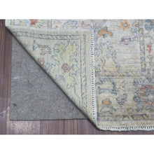 Load image into Gallery viewer, 2&#39;10&quot;x16&#39; Hand Knotted Soft, Velvety Plush Angora Oushak Light Gray With Colorful Motifs Oriental XL Runner Rug FWR405582