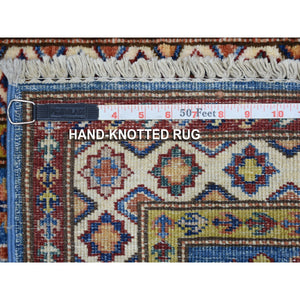 2'x2'10" Super Kazak Blue Hand Knotted Soft Wool In A Colorful Palette Oriental Rug FWR405738
