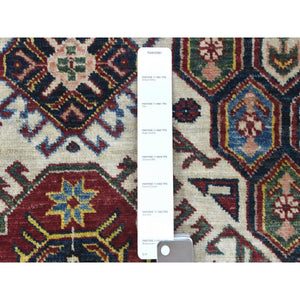 5'x6'5" Ivory Hand Knotted Soft Velvety Wool Super Kazak In A Colorful Palette Oriental Rug FWR405768