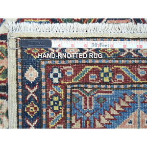 5'x6'5" Ivory Hand Knotted Soft Velvety Wool Super Kazak In A Colorful Palette Oriental Rug FWR405768
