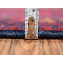 Load image into Gallery viewer, 4&#39;2&quot;x6&#39;5&quot; Deep and Saturated Red Hand Knotted Afghan Khamyab with Geometric Design Denser Weave with Shiny Wool Oriental Rug FWR406818