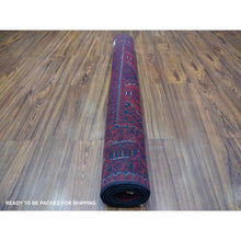 Load image into Gallery viewer, 4&#39;1&quot;x6&#39;3&quot; Saturated Red Afghan Khamyab with Natural Dyes Denser Weave with Shiny Wool Hand Knotted Oriental Rug FWR406836