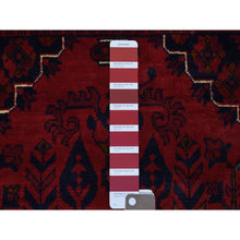Load image into Gallery viewer, 3&#39;3&quot;x4&#39;8&quot; Afghan Khamyab Denser Weave with Shiny Wool Hand Knotted Deep and Saturated Red Geometric Medallion Design Oriental Rug FWR406896