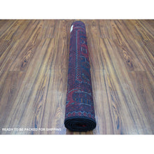 Load image into Gallery viewer, 3&#39;3&quot;x4&#39;8&quot; Afghan Khamyab Denser Weave with Shiny Wool Hand Knotted Deep and Saturated Red Geometric Medallion Design Oriental Rug FWR406896