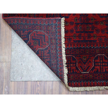 Load image into Gallery viewer, 3&#39;3&quot;x4&#39;10&quot; Denser Weave with Shiny Wool Deep and Saturated Red Afghan Khamyab With Geometric Design Hand Knotted Oriental Rug FWR407196