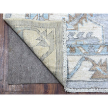 Load image into Gallery viewer, 3&#39;10&quot;x12&#39;1&quot; Gray Geometric Anatolian Village Inspired Angora Oushak Hand Knotted Natural Wool Oriental Runner Rug FWR407496