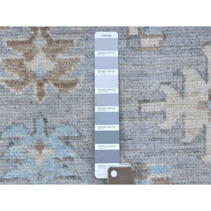 3'10"x12'1" Gray Geometric Anatolian Village Inspired Angora Oushak Hand Knotted Natural Wool Oriental Runner Rug FWR407496