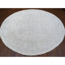 Load image into Gallery viewer, 10&#39;1&quot;x10&#39;1&quot; Round Milk Wash Peshawar with Subtle Design Hand Knotted Pure Wool Oriental Rug FWR407508