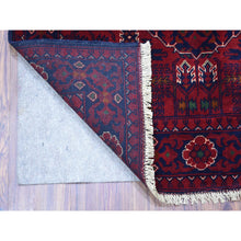 Load image into Gallery viewer, 3&#39;2&quot;x4&#39;9&quot; Denser Weave with Shiny Wool Deep Saturated Red Afghan Khamyab with Tribal Design Hand Knotted Oriental Rug FWR407730