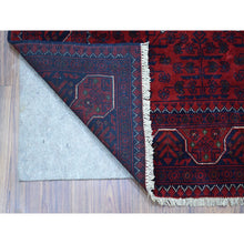 Load image into Gallery viewer, 3&#39;3&quot;x5&#39; Saturated Red Afghan Khamyab with Geometric Medallion Design Hand Knotted Denser Weave with Shiny Wool Oriental Rug FWR407736