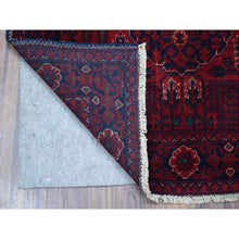 Load image into Gallery viewer, 3&#39;3&quot;x4&#39;10&quot; Hand Knotted Saturated Red Denser Weave with Shiny Wool Afghan Khamyab Tribal Design Oriental Rug FWR407742