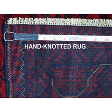 Load image into Gallery viewer, 3&#39;3&quot;x4&#39;8&quot; Deep and Saturated Red Geometric Design Afghan Khamyab Shiny Wool Hand Knotted Scatter Size Oriental Rug FWR407748