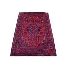 Load image into Gallery viewer, 3&#39;4&quot;x4&#39;8&quot; Afghan Khamyab Denser Weave with Shiny Wool Scatter Size Hand Knotted Deep and Saturated Red Oriental Rug FWR407754