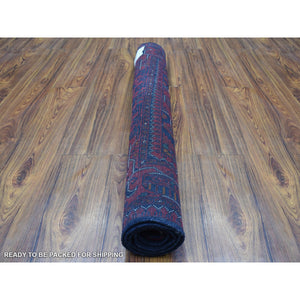 3'4"x4'8" Afghan Khamyab Denser Weave with Shiny Wool Scatter Size Hand Knotted Deep and Saturated Red Oriental Rug FWR407754