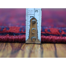 Load image into Gallery viewer, 3&#39;3&quot;x4&#39;10&quot; Deep and Saturated Red Afghan Khamyab with Double Geometric Medallion Design Hand Knotted Denser Weave with Shiny Wool Oriental Rug FWR407760