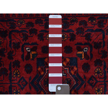 Load image into Gallery viewer, 3&#39;3&quot;x5&#39; Tribal and Geometric Design Denser Weave with Shiny Wool Deep and Saturated Red Afghan Khamyab Hand Knotted Oriental Rug FWR407766