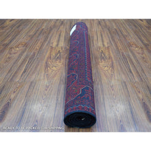 Load image into Gallery viewer, 3&#39;4&quot;x4&#39;10&quot; Deep and Saturated Red Afghan Khamyab Geometric Design Denser Weave with Shiny Wool Hand Knotted Oriental Rug FWR407784