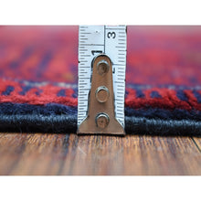 Load image into Gallery viewer, 3&#39;4&quot;x4&#39;10&quot; Deep and Saturated Red Afghan Khamyab Geometric Design Denser Weave with Shiny Wool Hand Knotted Oriental Rug FWR407784