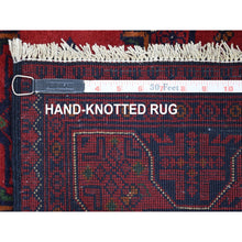 Load image into Gallery viewer, 3&#39;4&quot;x4&#39;10&quot; Deep and Saturated Red Afghan Khamyab Geometric Design Denser Weave with Shiny Wool Hand Knotted Oriental Rug FWR407784