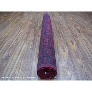 5'5"x8'7" Afghan Khamyab All Over Design Denser Weave with Shiny Wool Deep and Saturated Red Hand Knotted Oriental Rug FWR407796