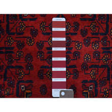 Load image into Gallery viewer, 2&#39;7&quot;x6&#39;5&quot; Afghan Khamyab Geometric Design Deep and Saturated Red Denser Weave with Shiny Wool Hand Knotted Runner Oriental Rug FWR407808