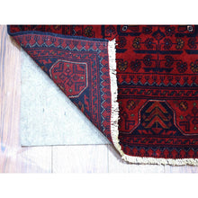 Load image into Gallery viewer, 2&#39;8&quot;x4&#39; Deep and Saturated Red Denser Weave with Shiny Wool Hand Knotted Geometric Design Afghan Khamyab Oriental Rug FWR407862