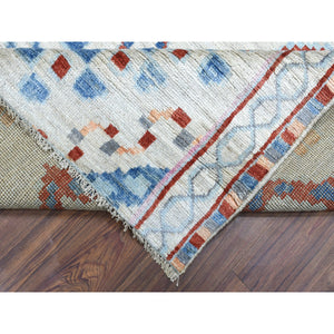 8'2"x9'8" Beige Hand Knotted with Geometric Design Organic Wool Shabby Chic Moroccan Berber Oriental Rug FWR408066