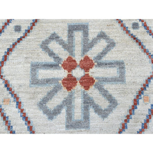 8'2"x9'8" Beige Hand Knotted with Geometric Design Organic Wool Shabby Chic Moroccan Berber Oriental Rug FWR408066