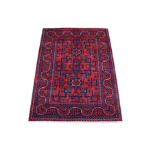 Load image into Gallery viewer, 2&#39;9&quot;x3&#39;10&quot; Rich Red Afghan Khamyab Natural Dyes Hand Knotted Denser Weave with Shiny Wool Oriental Rug FWR408450