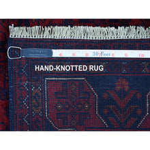 Load image into Gallery viewer, 3&#39;4&quot;x5&#39; Afghan Khamyab with Geometric Medallions Design Hand Knotted Deep and Saturated Red Denser Weave with Shiny Wool Oriental Rug FWR408534