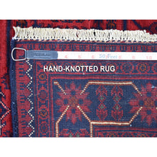 Load image into Gallery viewer, 3&#39;4&quot;x5&#39;1&quot; Deep and Saturated Red Afghan Khamyab with Vegetable Dyes Hand Knotted Denser Weave with Shiny Wool Oriental Rug FWR408540