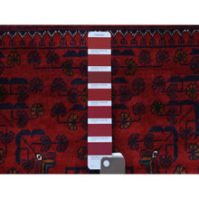 Load image into Gallery viewer, 3&#39;3&quot;x5&#39; Afghan Khamyab with Tribal Medallions Design Denser Weave with Shiny Wool Hand Knotted Deep and Saturated Red Oriental Rug FWR408552