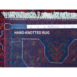 3'3"x5' Afghan Khamyab with Tribal Medallions Design Denser Weave with Shiny Wool Hand Knotted Deep and Saturated Red Oriental Rug FWR408552