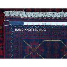 Load image into Gallery viewer, 3&#39;3&quot;x4&#39;8&quot; Afghan Khamyab with Tribal Medallions Design Denser Weave with Shiny Wool Deep and Saturated Red Hand Knotted Oriental Rug FWR408558