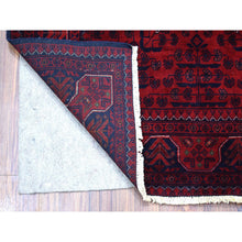 Load image into Gallery viewer, 3&#39;4&quot;x4&#39;9&quot; Hand Knotted Deep and Saturated Red Afghan Khamyab with Double Medallions Design Denser Weave with Shiny Wool Oriental Rug FWR408570