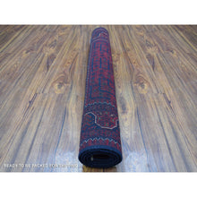 Load image into Gallery viewer, 3&#39;4&quot;x4&#39;9&quot; Hand Knotted Deep and Saturated Red Afghan Khamyab with Double Medallions Design Denser Weave with Shiny Wool Oriental Rug FWR408570