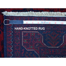 Load image into Gallery viewer, 3&#39;4&quot;x4&#39;9&quot; Hand Knotted Deep and Saturated Red Afghan Khamyab with Double Medallions Design Denser Weave with Shiny Wool Oriental Rug FWR408570
