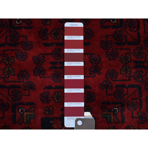 3'3"x5' Deep and Saturated Red Afghan Khamyab with Vegetable Dyes Denser Weave with Shiny Wool Hand Knotted Oriental Rug FWR408576