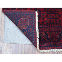 Load image into Gallery viewer, 3&#39;4&quot;x4&#39;9&quot; Afghan Khamyab with Double Medallions Design Denser Weave with Shiny Wool Deep and Saturated Red Hand Knotted Oriental Rug FWR408588