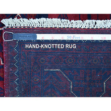 Load image into Gallery viewer, 3&#39;3&quot;x4&#39;10&quot; Afghan Khamyab with Double Medallions Design Denser Weave with Shiny Wool Hand Knotted Deep and Saturated Red Oriental Rug FWR408594