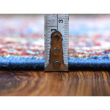 Load image into Gallery viewer, 2&#39;x3&#39;2&quot; Denim Blue Hand Knotted Super Kazak with Tribal Medallions Design Pure Wool Oriental Mat Rug FWR408654