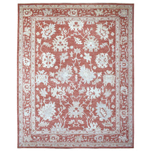 Load image into Gallery viewer, 11&#39;9&quot;x14&#39;9&quot; Angora Oushak with Floral All Over Design Hand Knotted Brick Red Soft Afghan Wool Oriental Oversized Rug FWR408870
