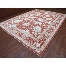 Load image into Gallery viewer, 11&#39;9&quot;x14&#39;9&quot; Angora Oushak with Floral All Over Design Hand Knotted Brick Red Soft Afghan Wool Oriental Oversized Rug FWR408870