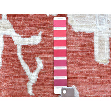 Load image into Gallery viewer, 11&#39;9&quot;x14&#39;9&quot; Angora Oushak with Floral All Over Design Hand Knotted Brick Red Soft Afghan Wool Oriental Oversized Rug FWR408870