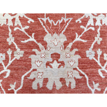 Load image into Gallery viewer, 11&#39;9&quot;x14&#39;9&quot; Angora Oushak with Floral All Over Design Hand Knotted Brick Red Soft Afghan Wool Oriental Oversized Rug FWR408870