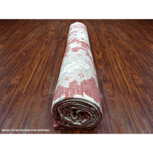 Load image into Gallery viewer, 11&#39;9&quot;x14&#39;9&quot; Angora Oushak with Floral All Over Design Hand Knotted Brick Red Soft Afghan Wool Oriental Oversized Rug FWR408870