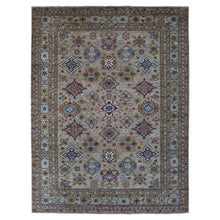 Load image into Gallery viewer, 9&#39;x11&#39;9&quot; Hand Knotted Beige Super Kazak with Geometric Design Extra Soft Wool Oriental Rug FWR408924